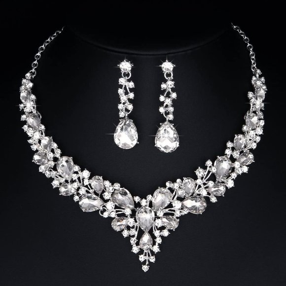 New Molie Bridal Austrian Crystal Necklace and Earrings Jewelry Set Gift… - Picture 12 of 14
